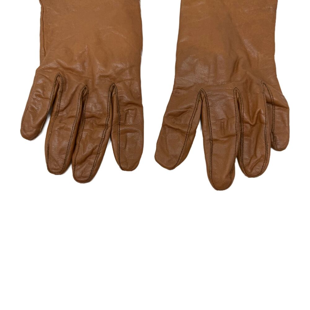 Vintage Honey Brown Leather Winter Dress Gloves Womens size S/M Lined - Picture 5 of 12